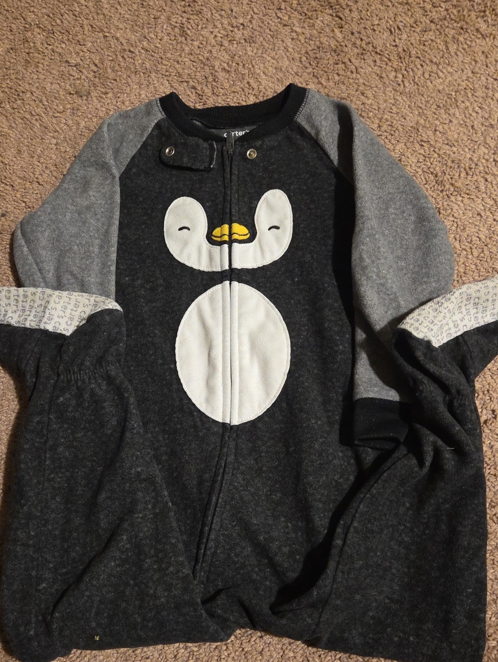 Carter's Dark Gray and Light Gray Penguin One-Piece